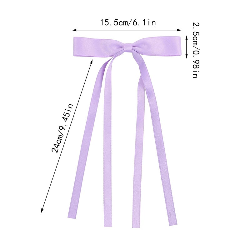 WORTL Hair Bows Clips Coquette Ribbon Bowknot with Long Tail Princess Hair Bows French Barrettes Hair Accessories for Women Girls 16PCS (Rose red, Dark Blue, Purple, Pink) - Image 2